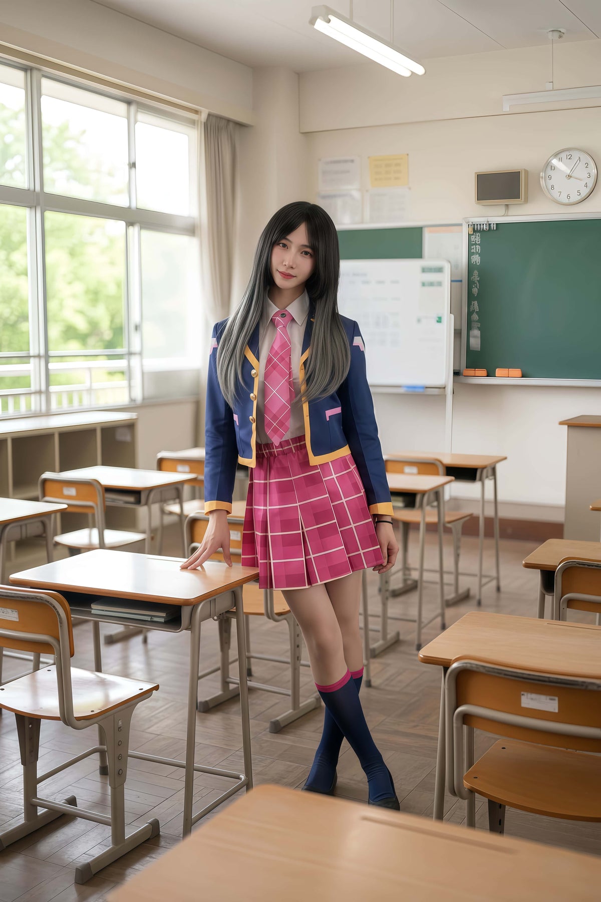 [Inventory Clearance] Anime Cosplay Halloween Costume Set School Uniform with Jacket and Skirt-2