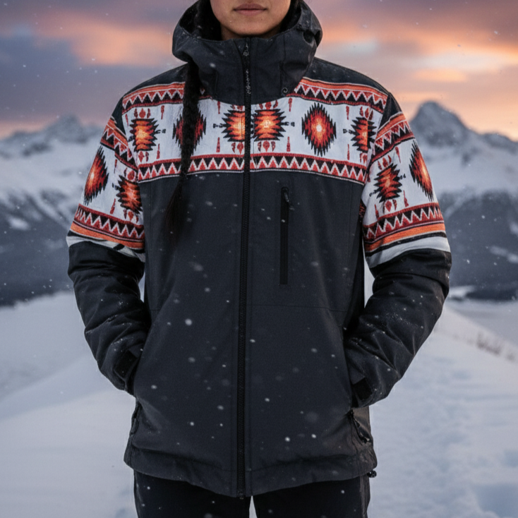 Sunburst Diamond Print Windbreaker-1
