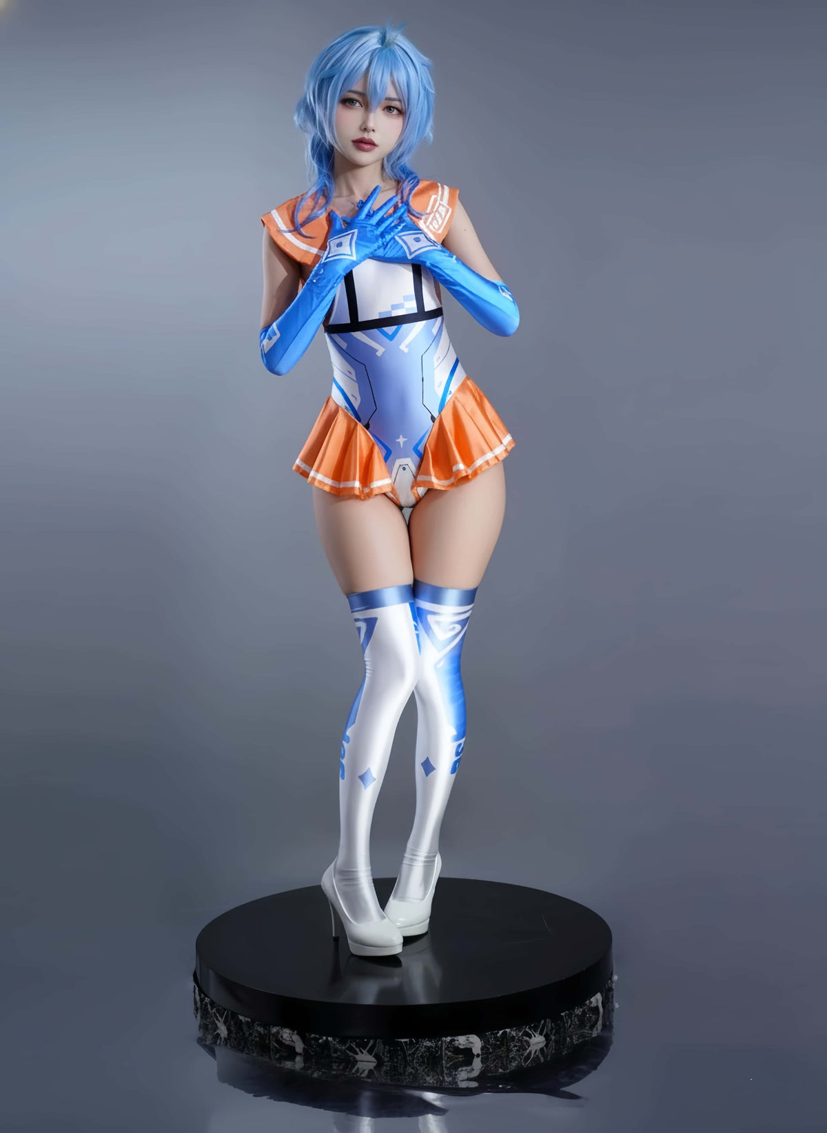 Japanese Anime Girl Spandex Swimwear Racing Suit Wet Suit Race Queen Costume-4