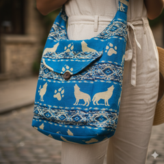 white Howling Wolf Crossbody Bag-2