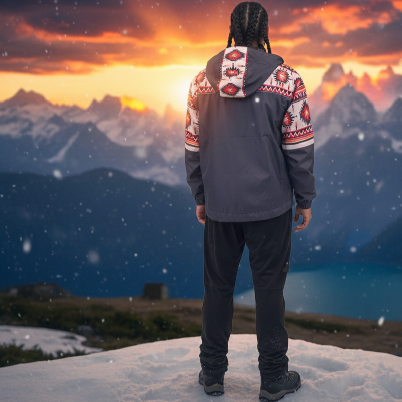 Sunburst Diamond Print Windbreaker-3