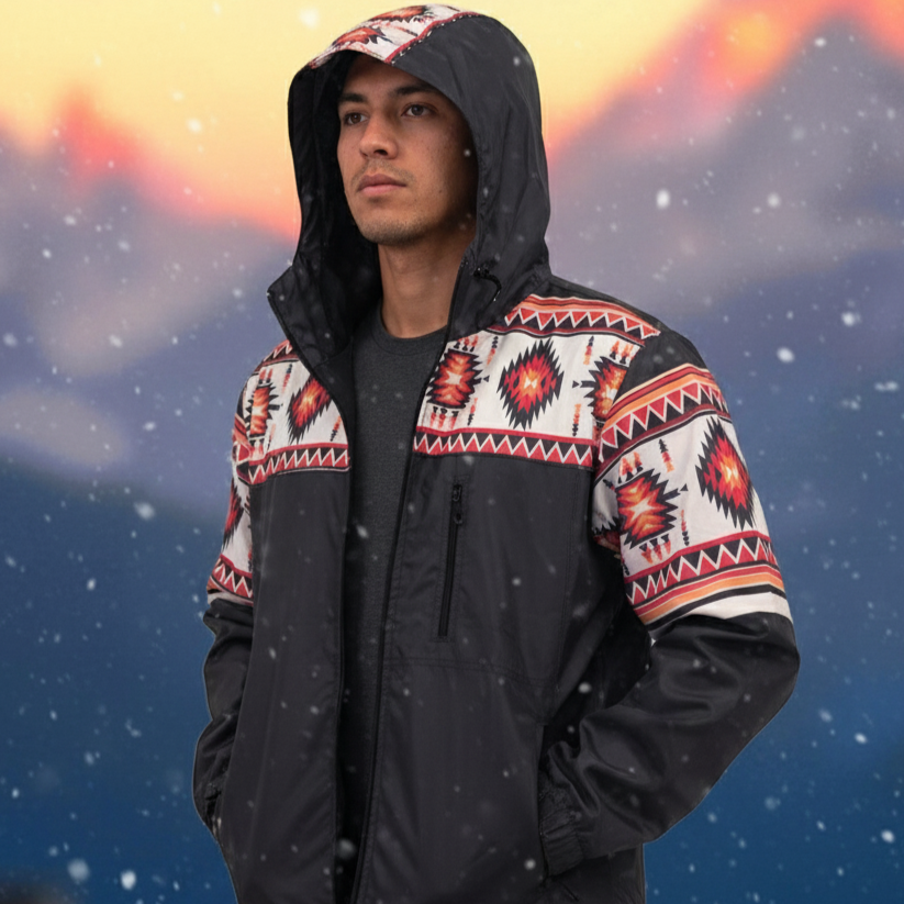 Sunburst Diamond Print Windbreaker-5