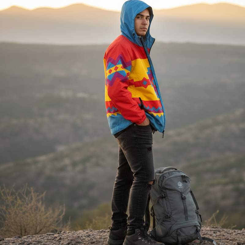Blue zigzag Windbreaker-2