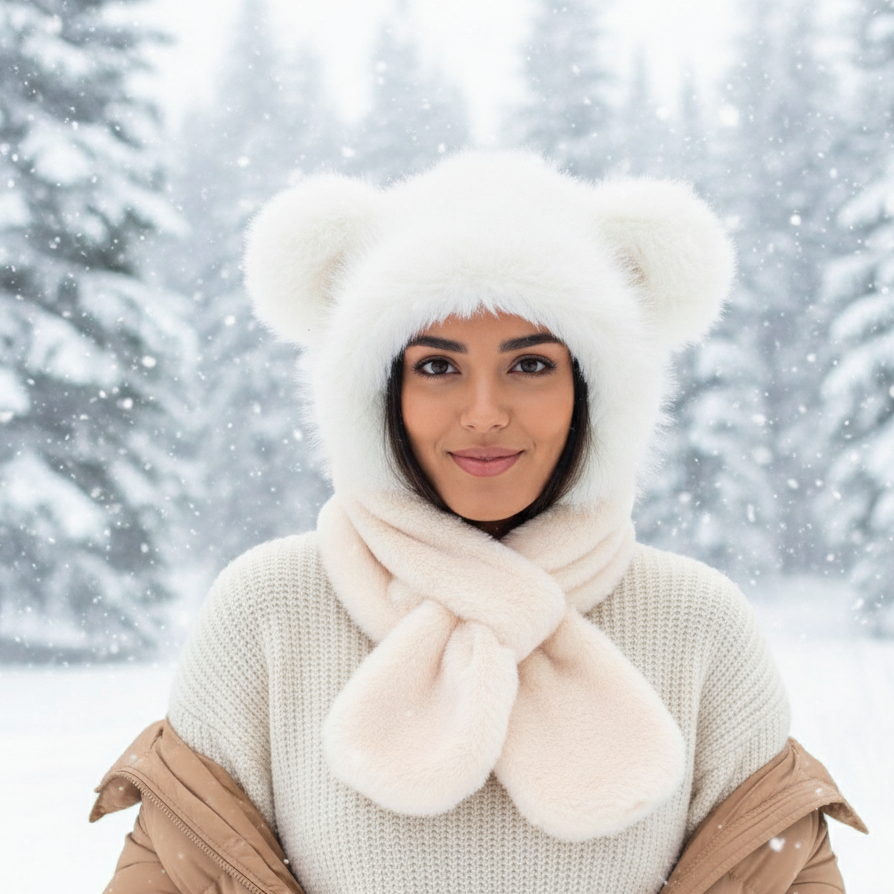 Soft Plush Hat w/ scarf (Panda)-1