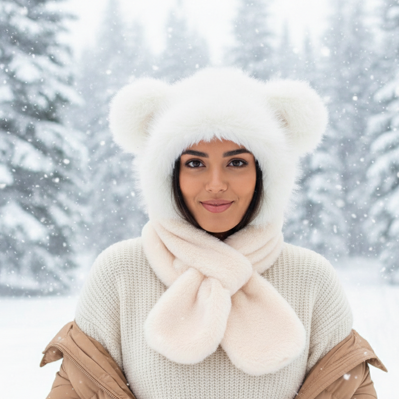 Soft Plush Hat w/ scarf (Panda)-1