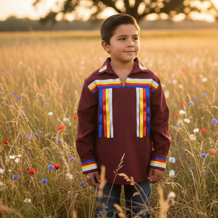 Maroon Youth Ribbon shirt-1