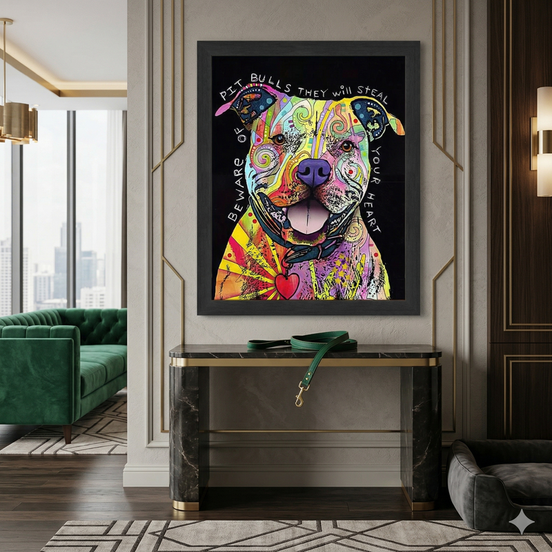 Love and a Dog Colorful Pop Art Framed Wall Decor (33.5x23.5)-5