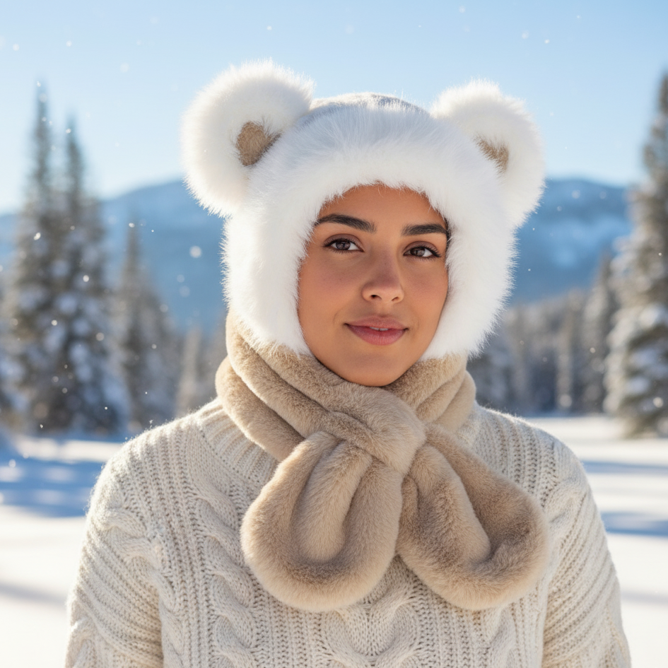 Soft Plush Hat w/ scarf (Panda)-2