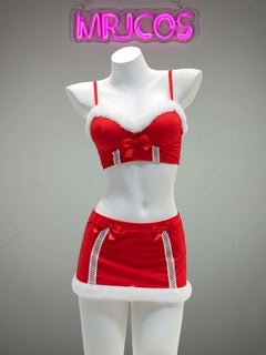 Festive 3-Piece Christmas Cosplay Costume Sexy Holiday Party Lingerie Set-3