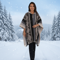 Brown Black Soft Handmade Wool Ponchos-1