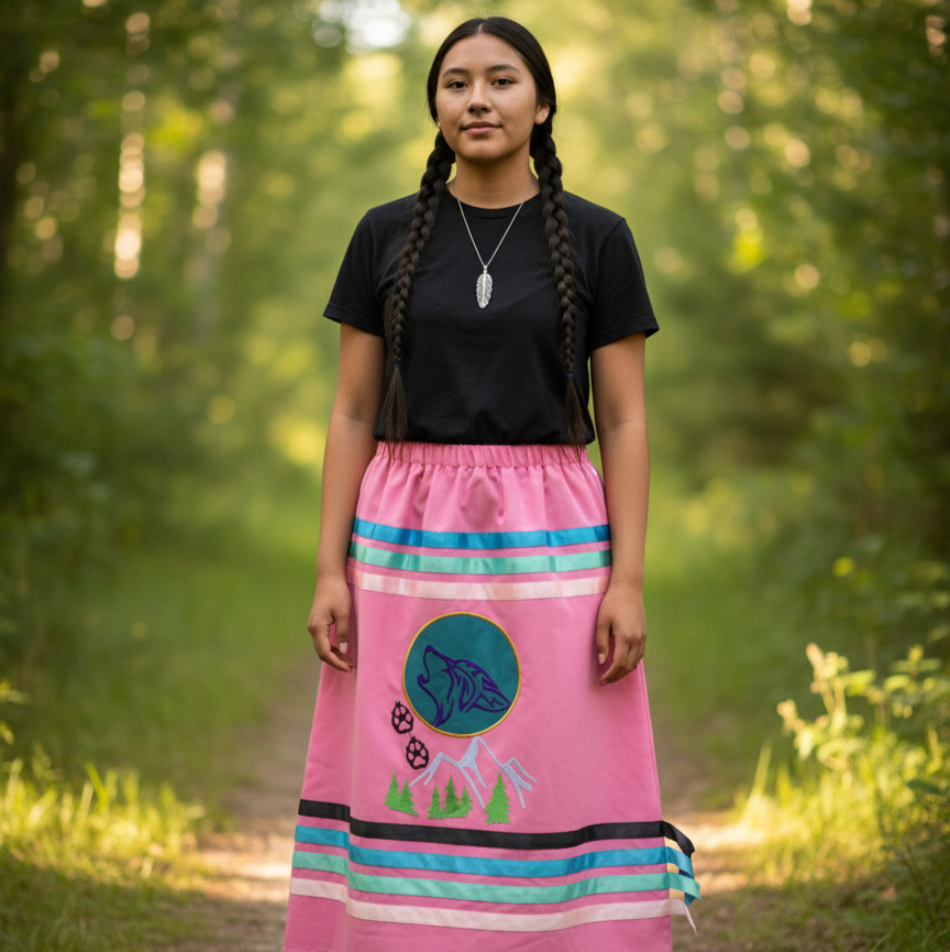 Howling wolf Ribbon Skirt-6