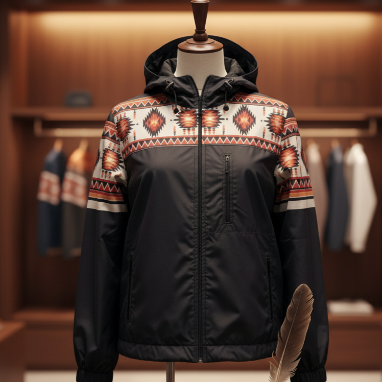Sunburst Diamond Print Windbreaker-8