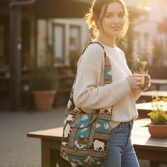Brown and Turquoise white Buffalo Crossbody Bag-1