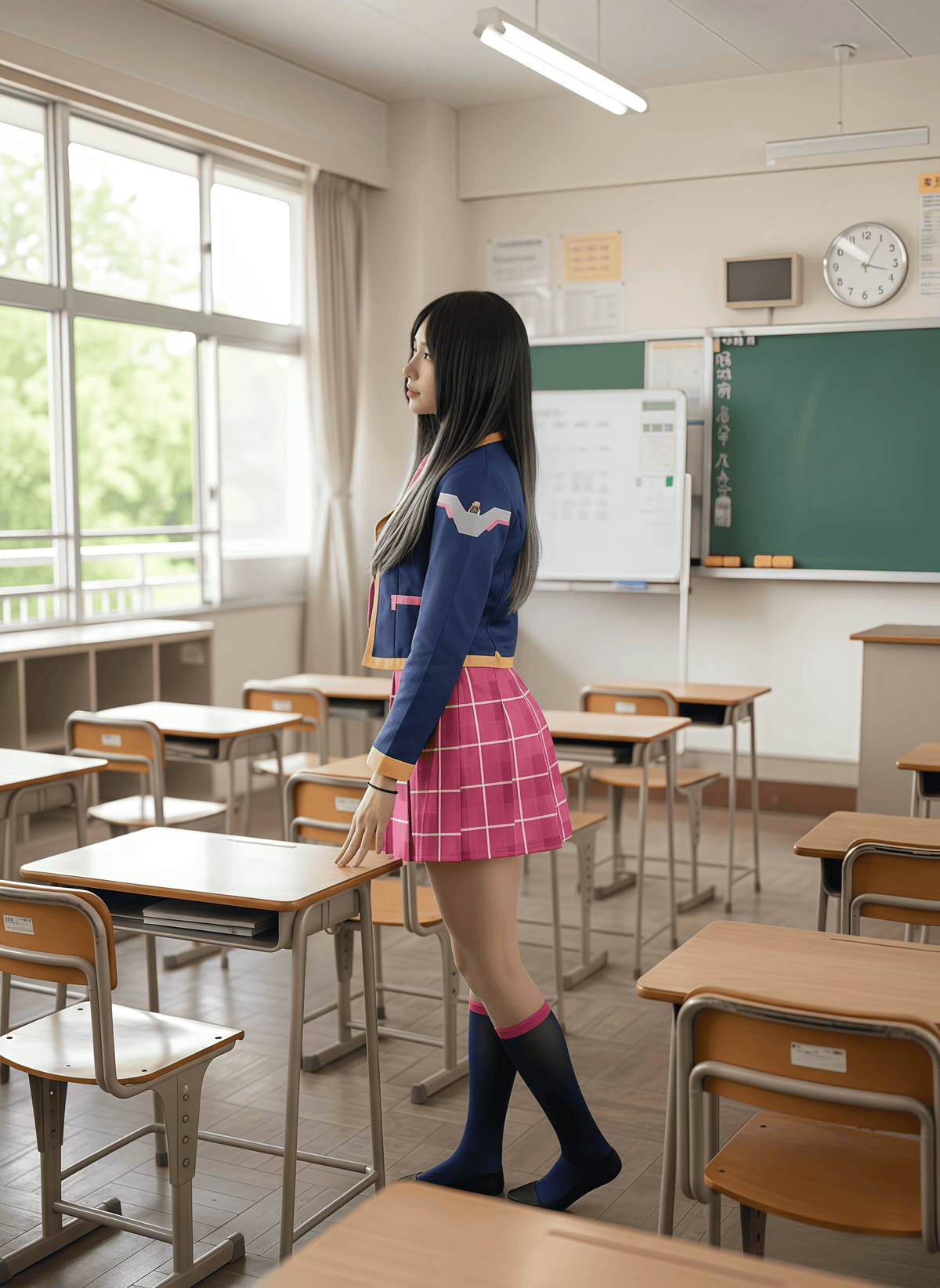 [Inventory Clearance] Anime Cosplay Halloween Costume Set School Uniform with Jacket and Skirt-4