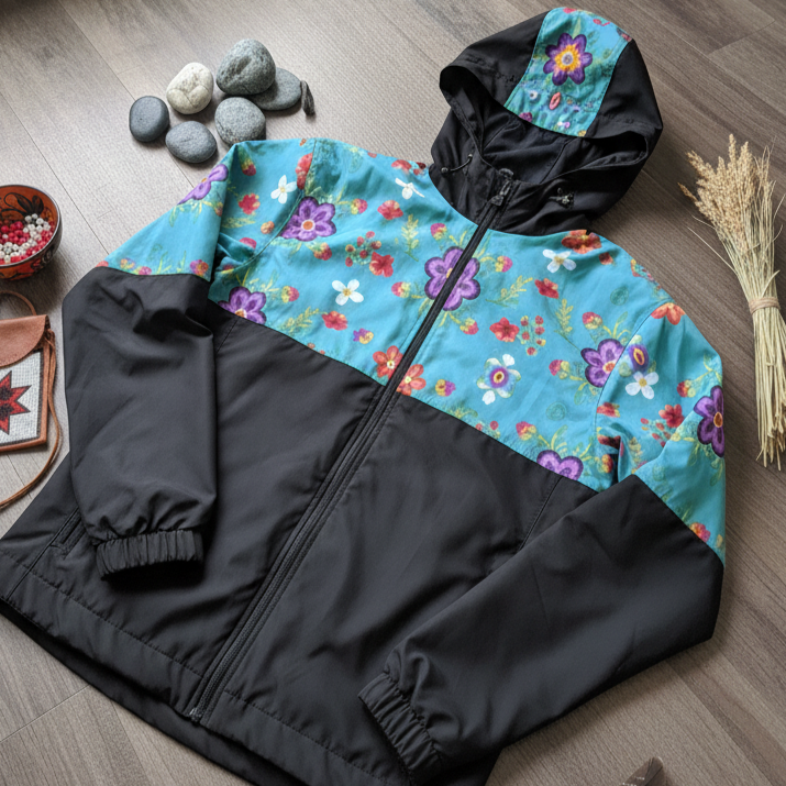 Turquoise Bloom Windbreaker-4