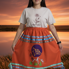 Howling wolf Ribbon Skirt-5