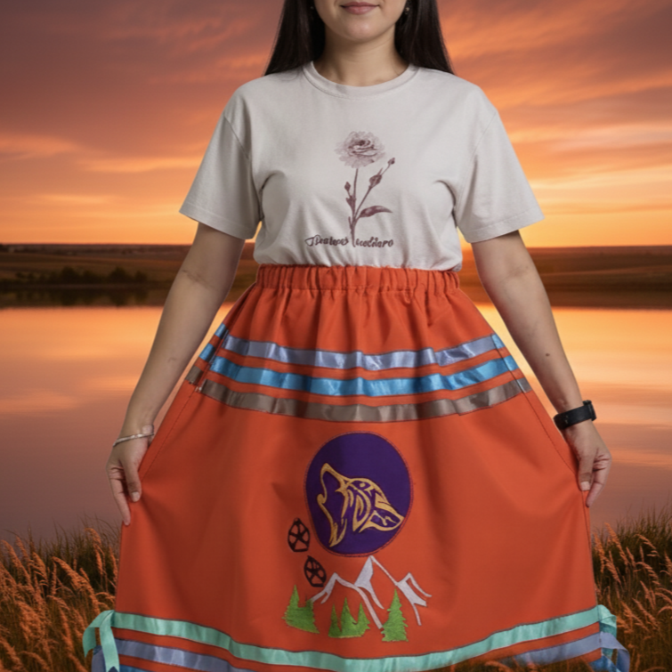 Howling wolf Ribbon Skirt-5