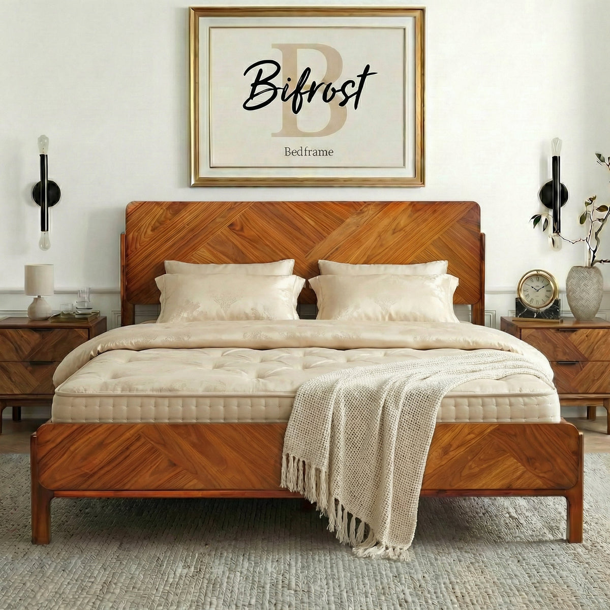Estructura de cama de madera maciza Bifrost-3