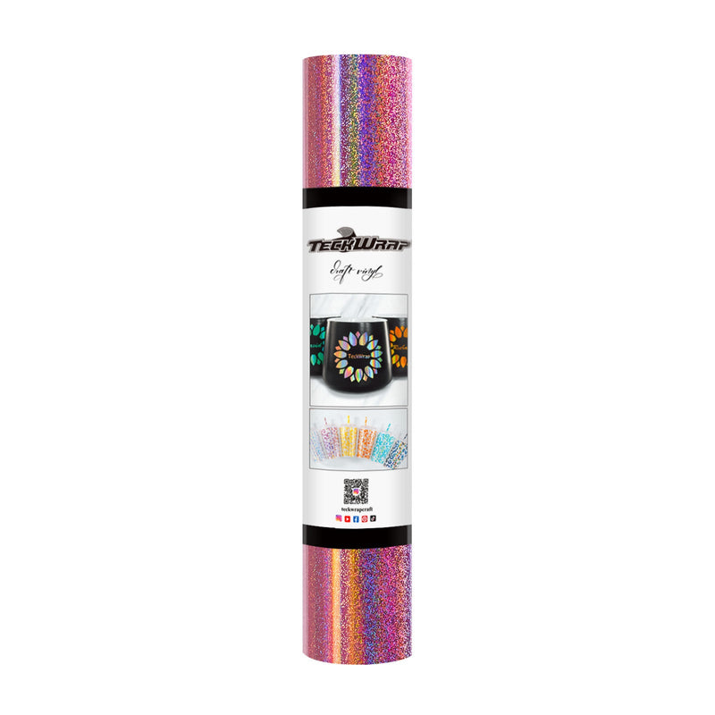 TeckWrap Holographic Sparkle Adhesive Vinyl - Glitter Mermaid Pink | Captivating Auroras for Your Crafts!-1