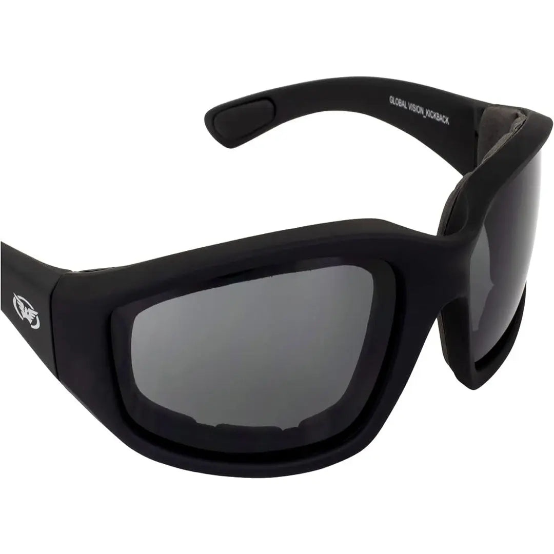 Global Vision Kickback Padded Motorcycle Sunglasses. Matte Black Soft-Touch Riding Glasses-10