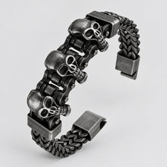 GoSteel Men's 3 Skull Chain Bracelet | Stainless Steel-1