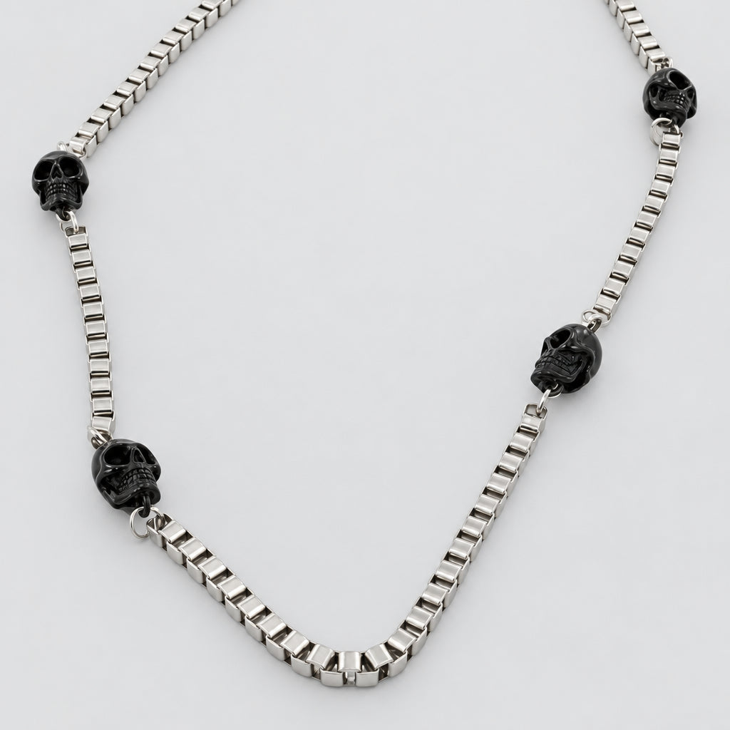 GoSteel Men's Biker Skull Chain Necklace | Stainless Steel
