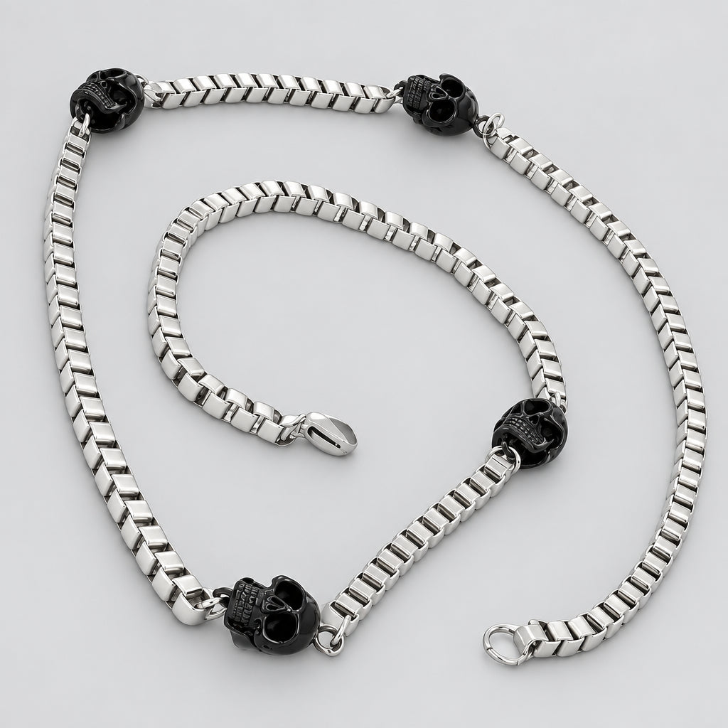GoSteel Men's Biker Skull Chain Necklace | Stainless Steel-2