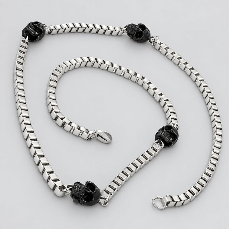 GoSteel Men's Biker Skull Chain Necklace | Stainless Steel-2