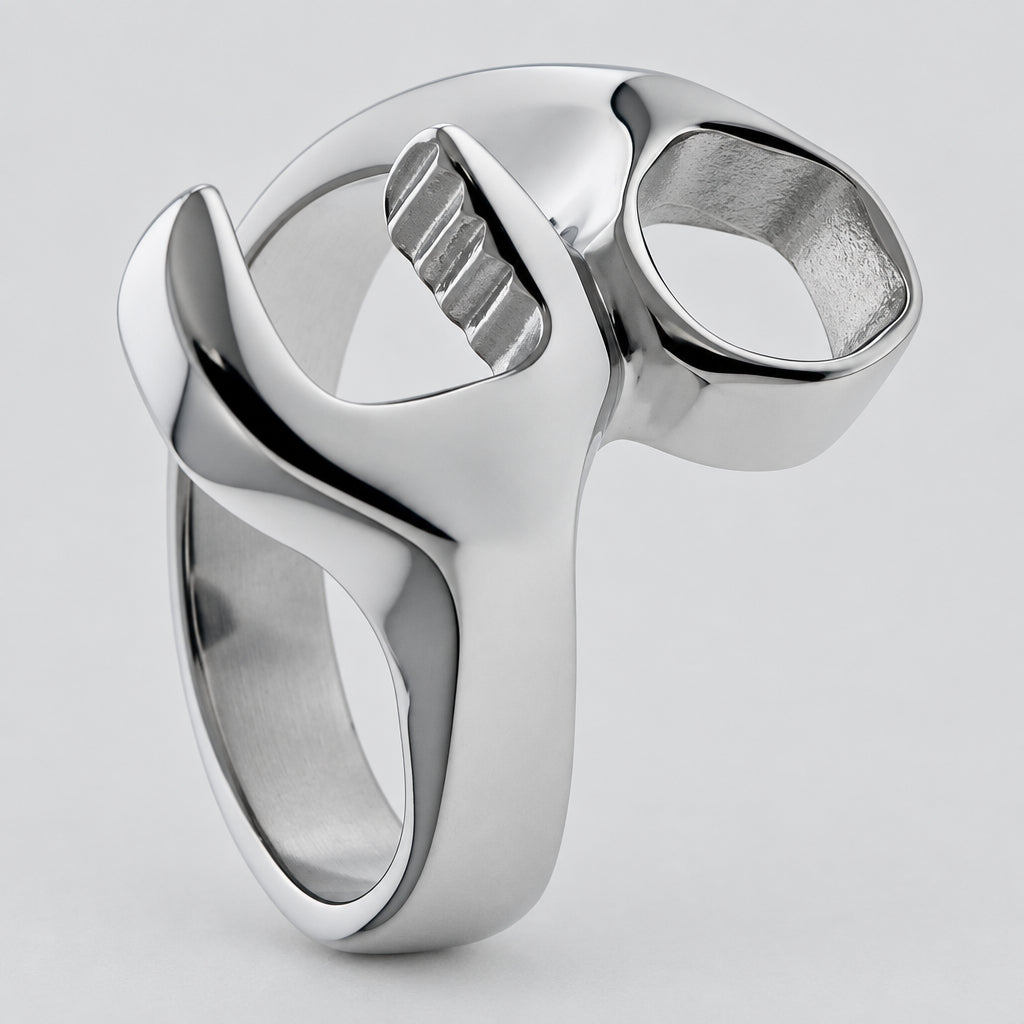 GoSteel Men's Biker Wrench Ring | Stainless Steel Ring-2