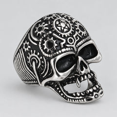 GoSteel Men's Gearhead Skull Ring-2