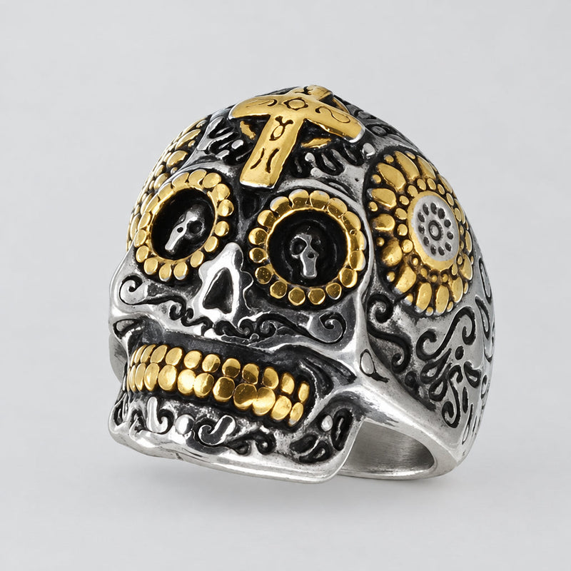 GoSteel Men's Sugar Skull Ring | Stainless Steel-1