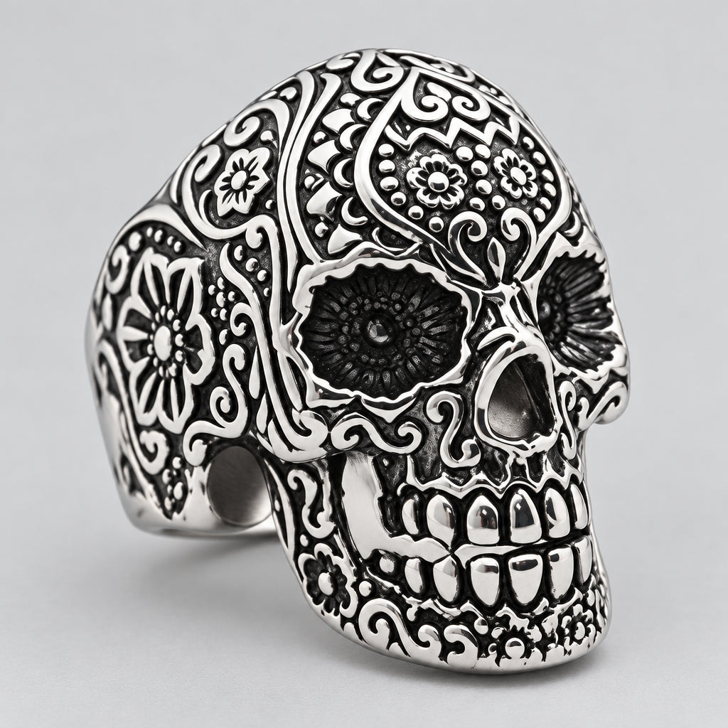 GoSteel Men's Sugar Skull Ring-1