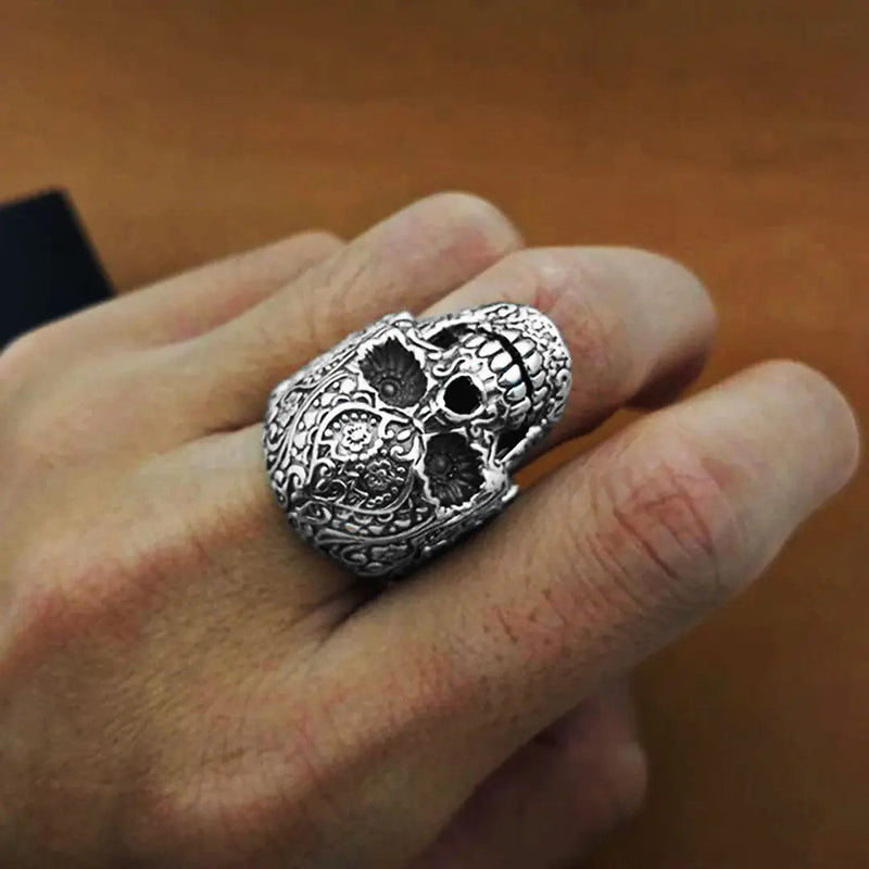 GoSteel Men's Sugar Skull Ring-3