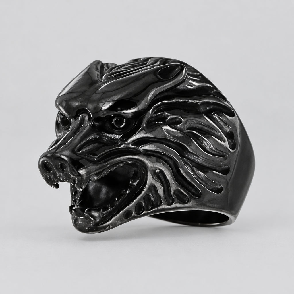 GoSteel Men's Wolf Ring | Stainless Steel