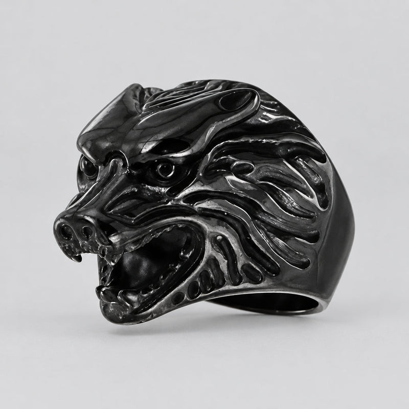 GoSteel Men's Wolf Ring | Stainless Steel-1
