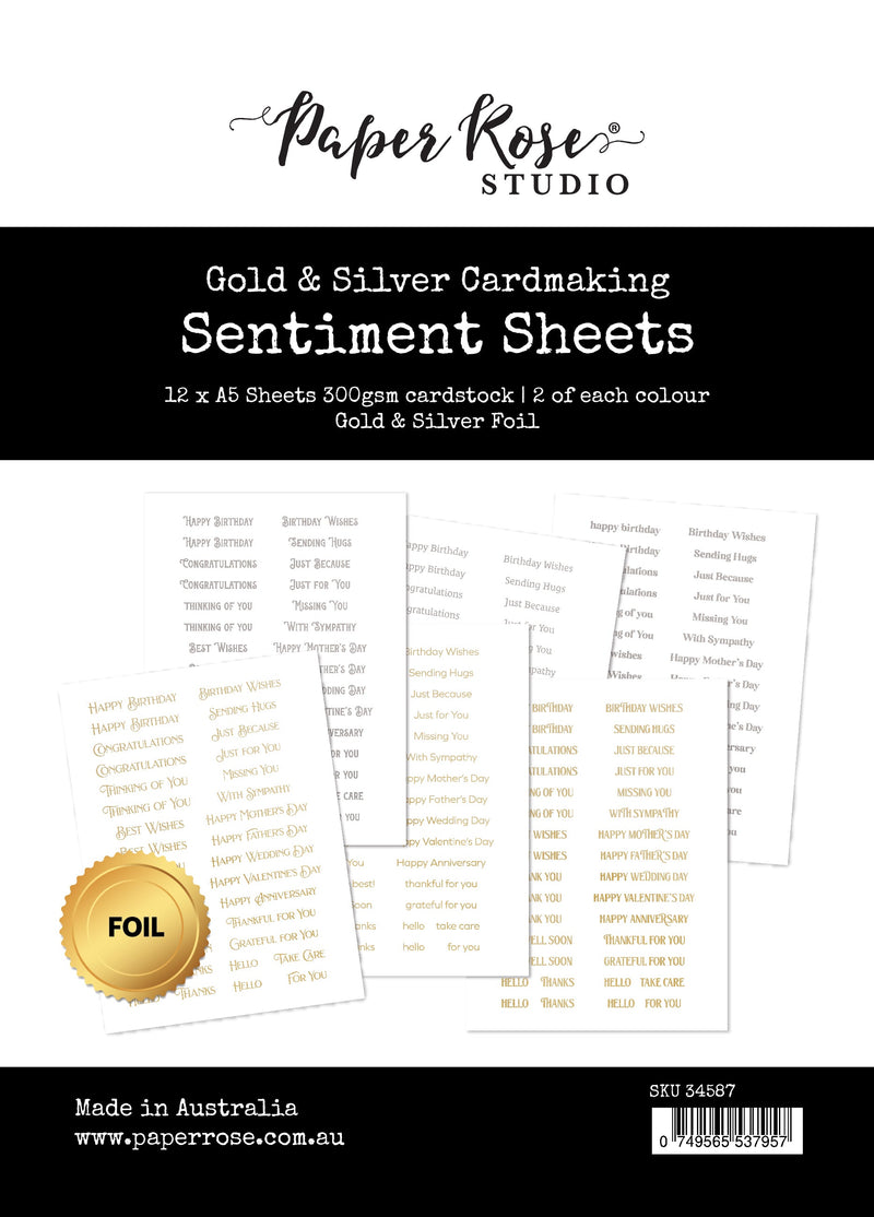 Cardmaking Sentiments Gold & Silver Foil 34587-1