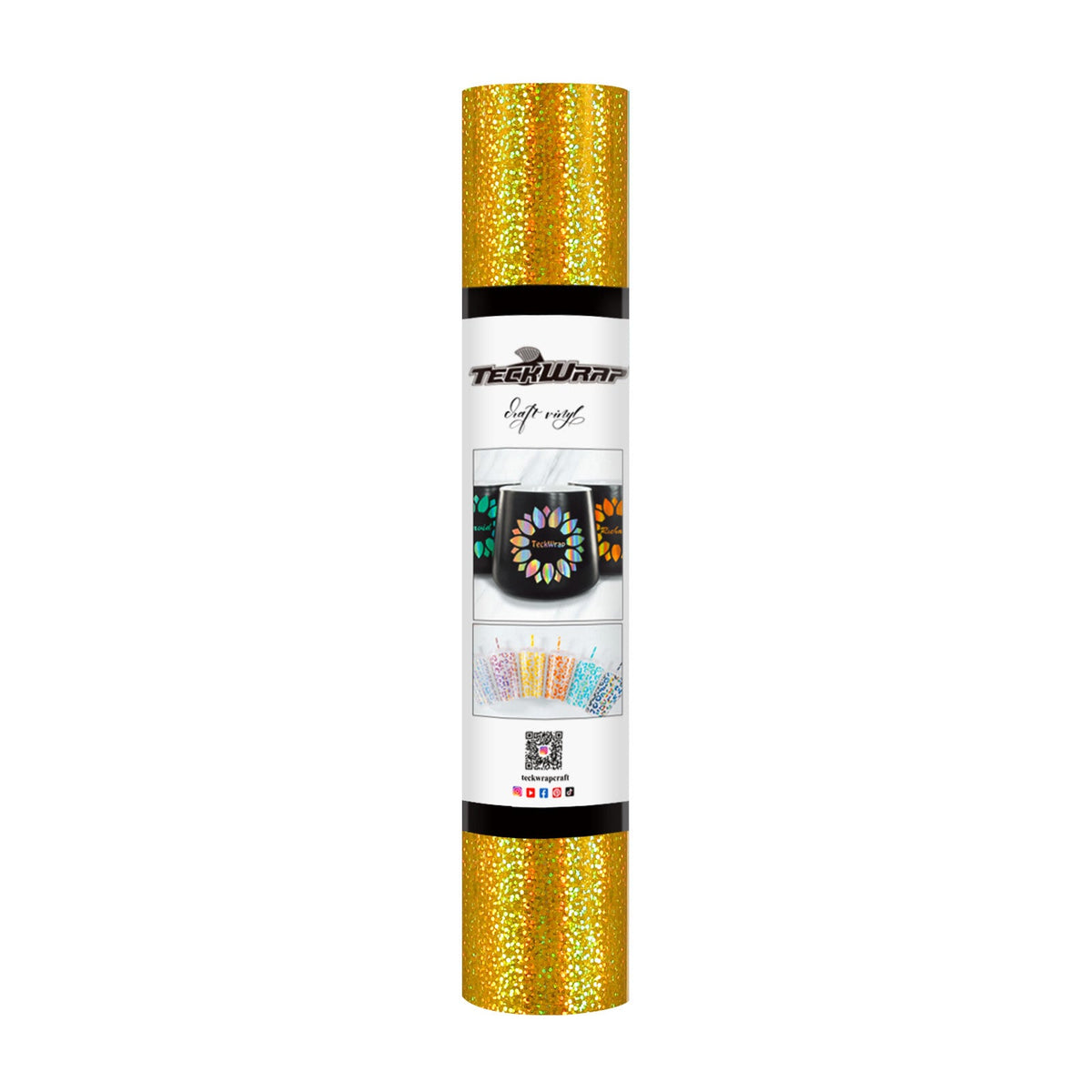 TeckWrap Holographic Sparkle Adhesive Vinyl - Gold | Captivating Auroras for Your Crafts!-1