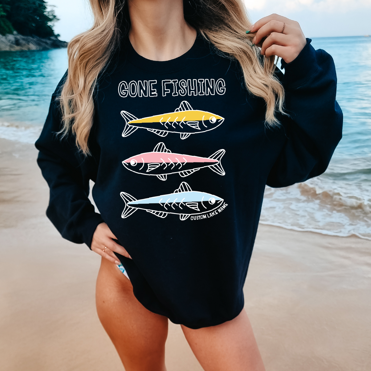 Gone Fishing Personalized Sweatshirt | Summer Apparel | Custom Apparel-2
