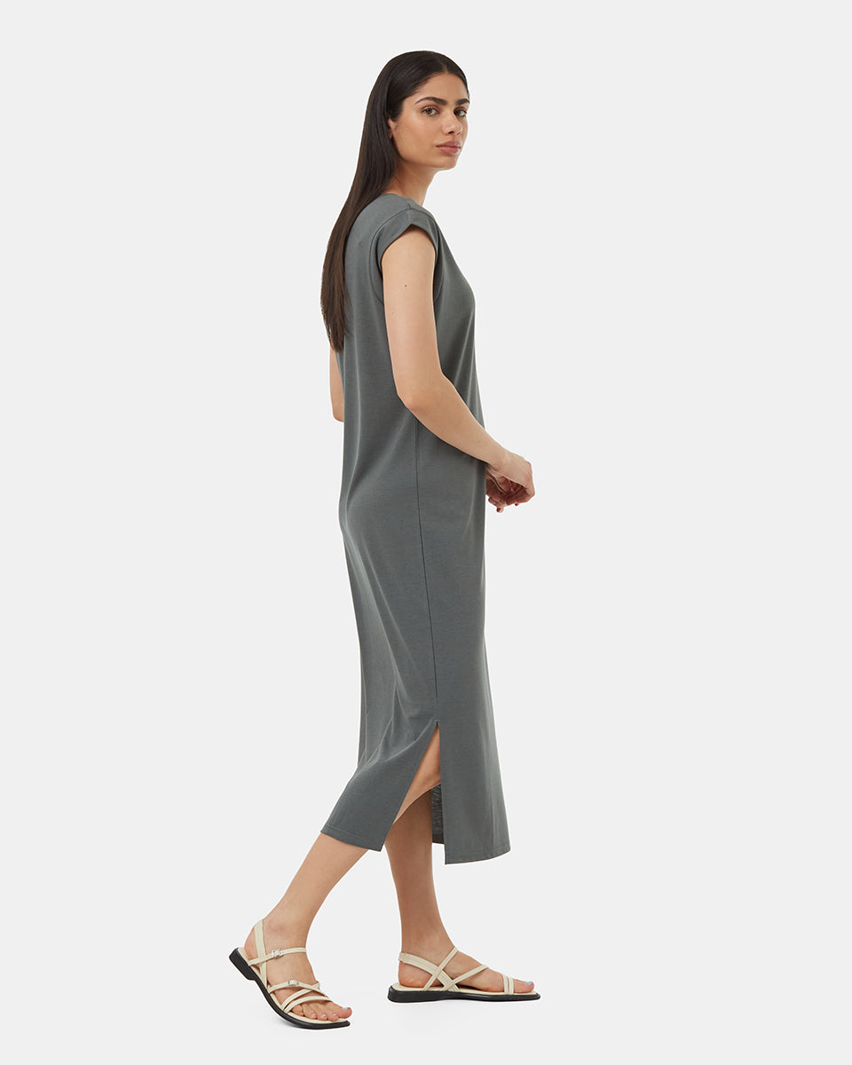 TreeBlend V-Neck Midi Dress-3