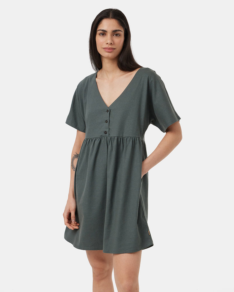 Hemp Button Front Swing Dress-2