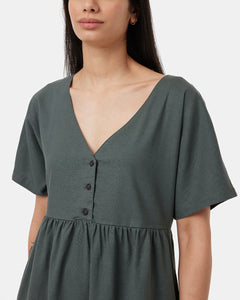 Hemp Button Front Swing Dress-4