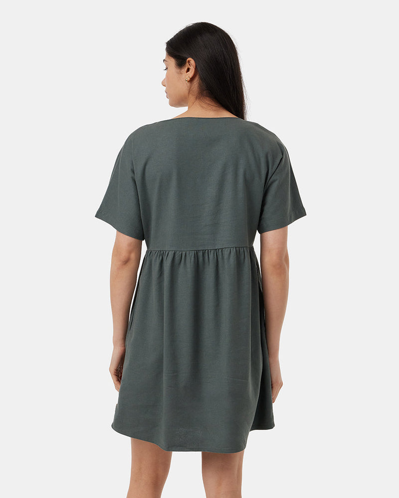 Hemp Button Front Swing Dress-3