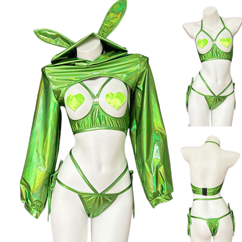 Anime Bunny Girl Style Neo Chrome Swimwear Sexy Bikini Cosplay Lingerie-6