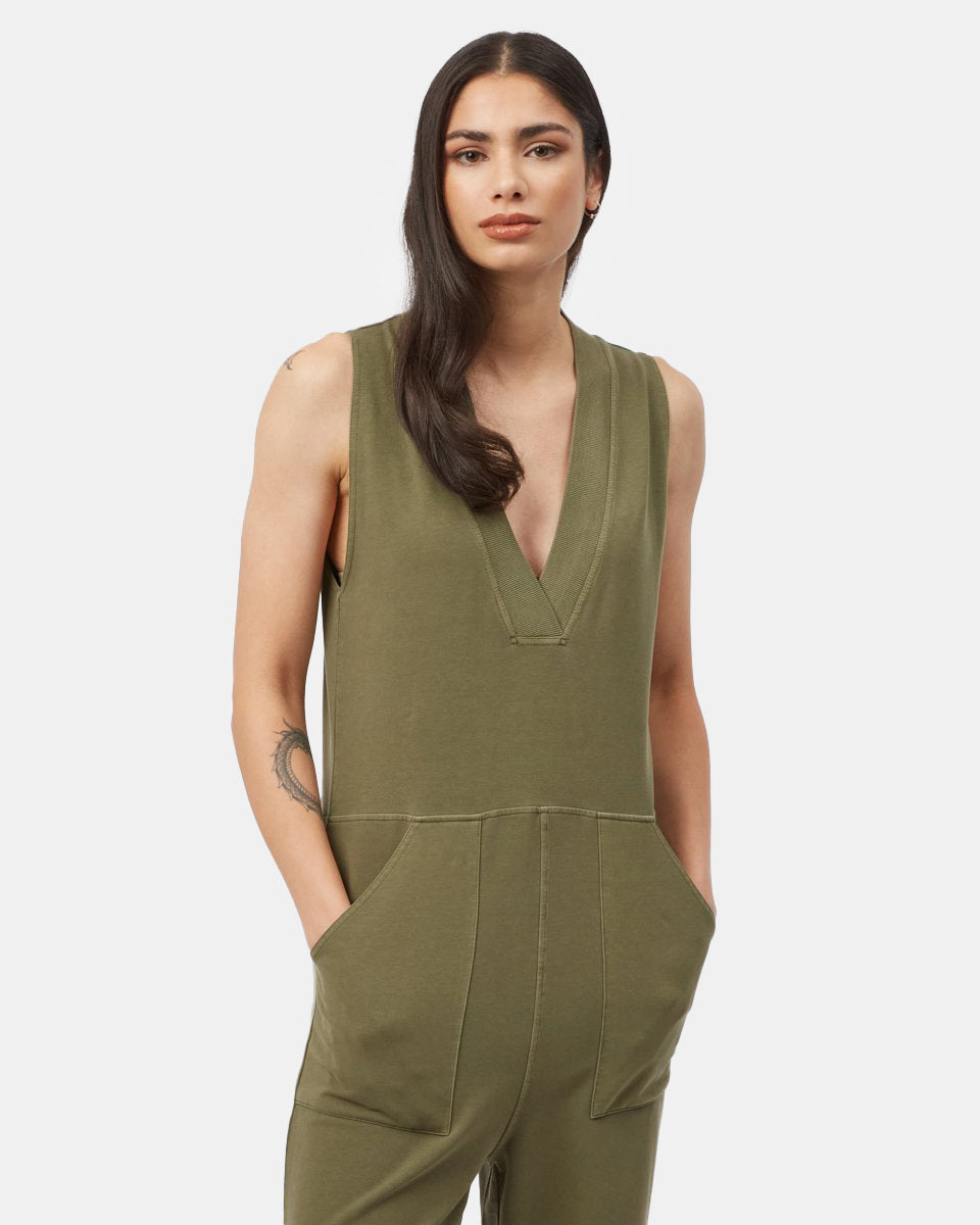 French Terry V-Neck Jumpsuit-2