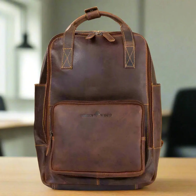 Greenwood Leather Backpack with Reinforced Laptop and Tablet Compartments-8