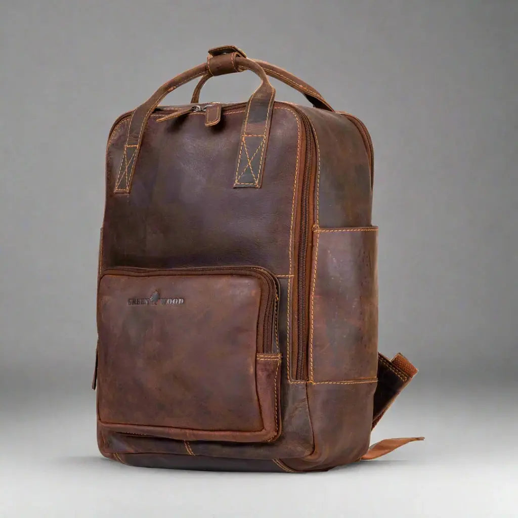 Greenwood Leather Backpack with Reinforced Laptop and Tablet Compartments-10