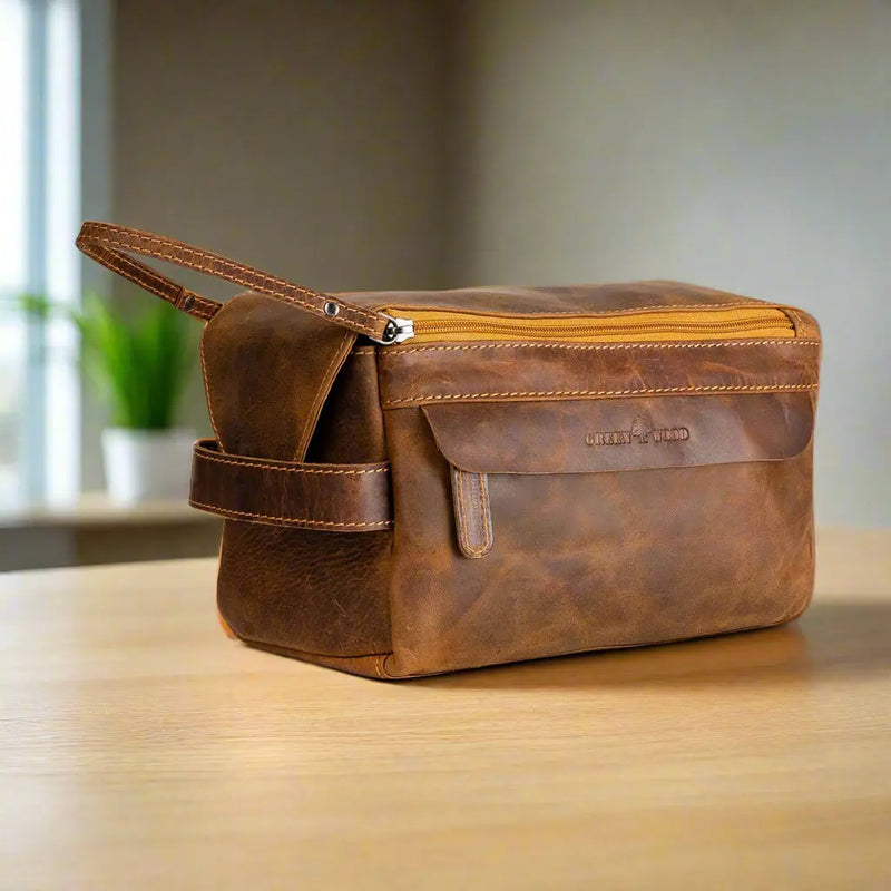 Greenwood Leather Darwin Travel Wash Bag-1