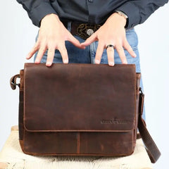 Greenwood Leather Messenger Laptop Bag-1