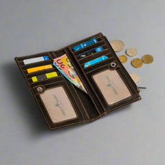 Greenwood Leather RFID Wallet with Zipper Pocket-3