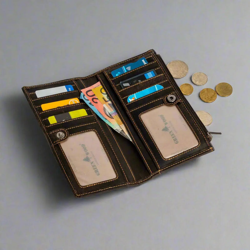 Greenwood Leather RFID Wallet with Zipper Pocket-3